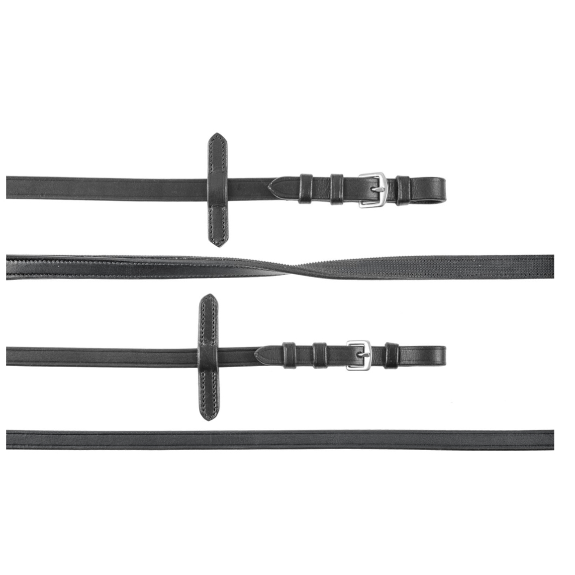 DOUBLES RÊNES DE DRESSAGE EN CUIR LISSE