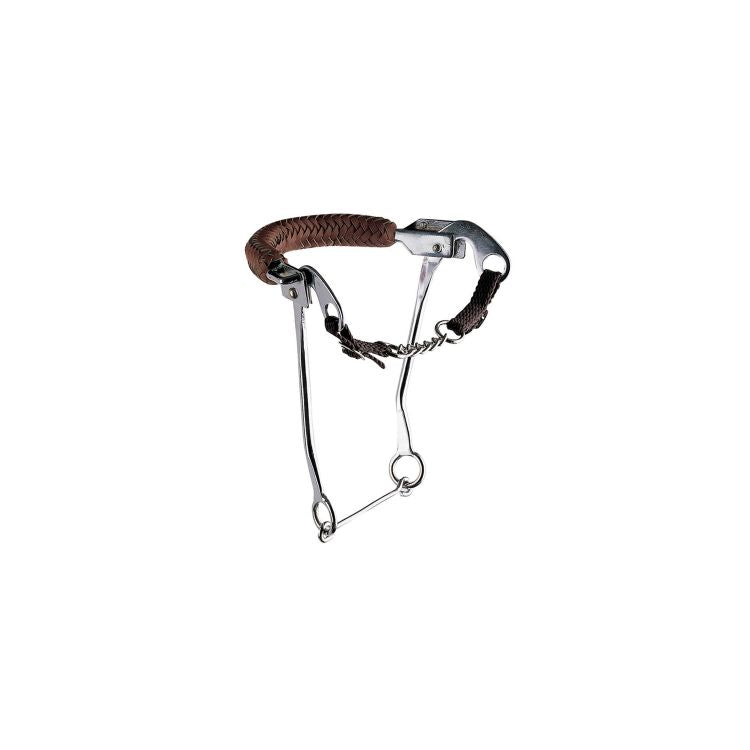 HACKAMORE INOX LONGUES TIGES AVEC CUIR TRESSÉ NASALINA