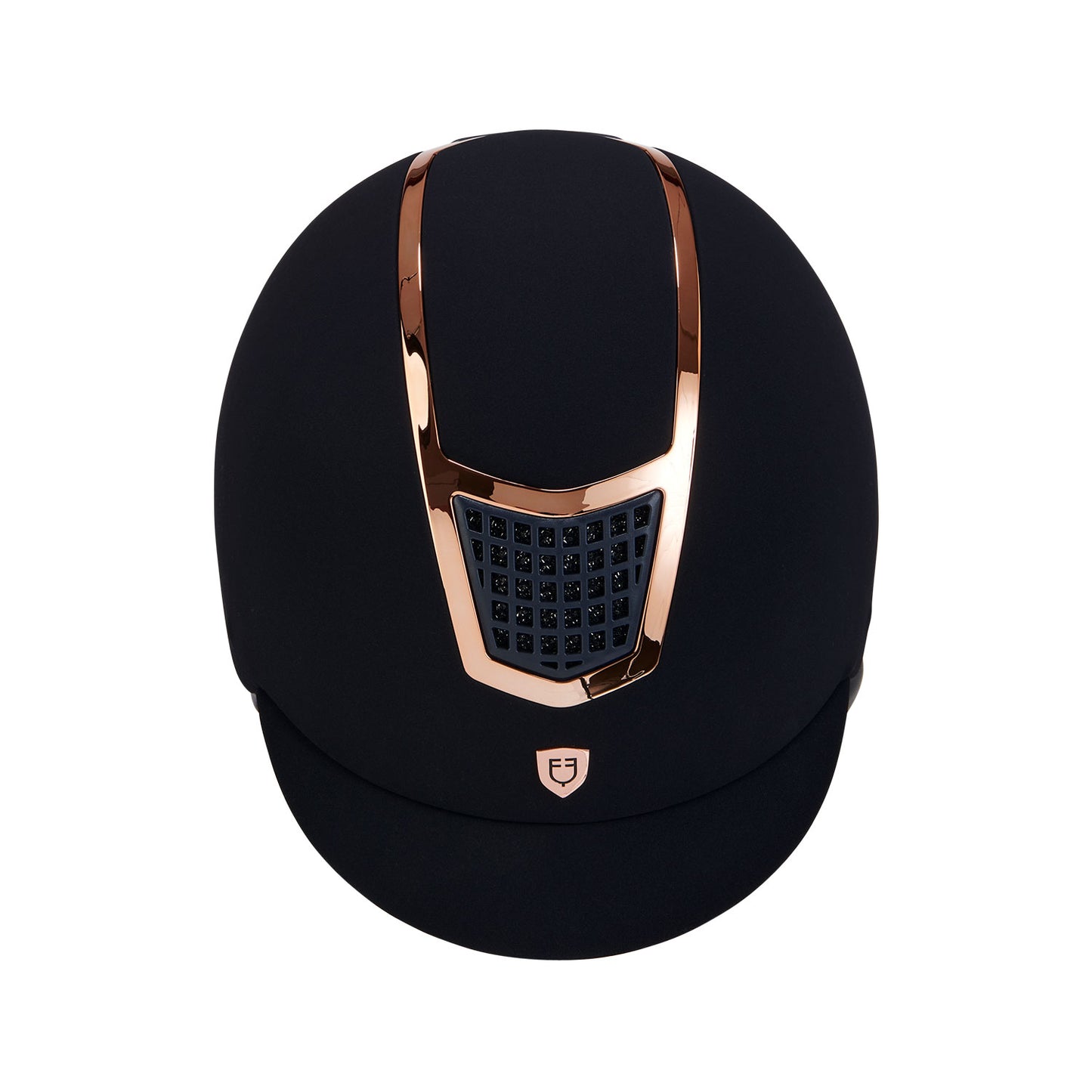 CASQUE EQUESTRO EN VELOURS AVEC FRAME COLORÉ BLEU/OR ROSE