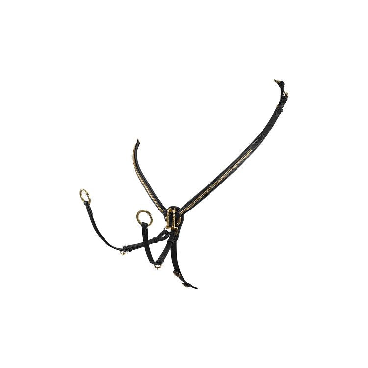 PECTORAL À FOURCHETTE EN CUIR TENNÉ AVEC CLINCHER EN LAITON