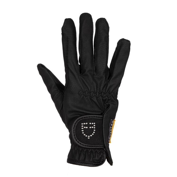 GANTS EN TISSU TECHNIQUE DOUX AVEC LOGO ET STRASS