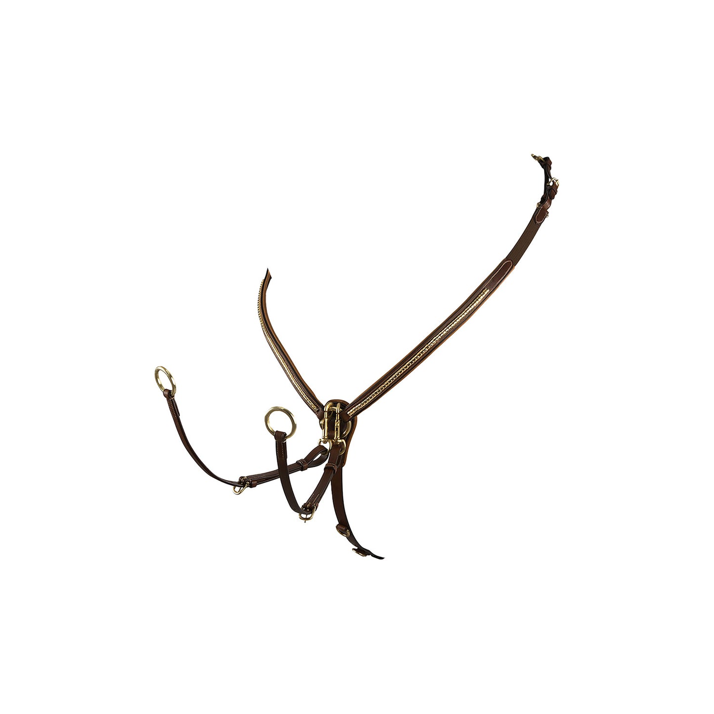 PECTORAL À FOURCHETTE EN CUIR TENNÉ AVEC CLINCHER EN LAITON