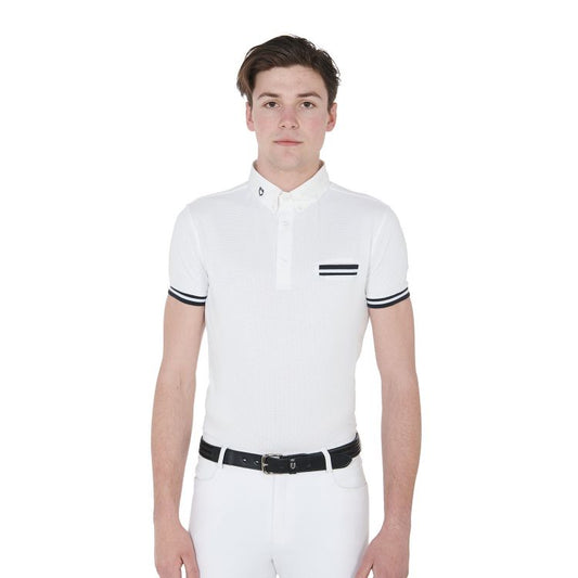 POLO DE COMPÉTITION SLIM FIT POUR HOMME AVEC EMPISSEMENTS NOIRS