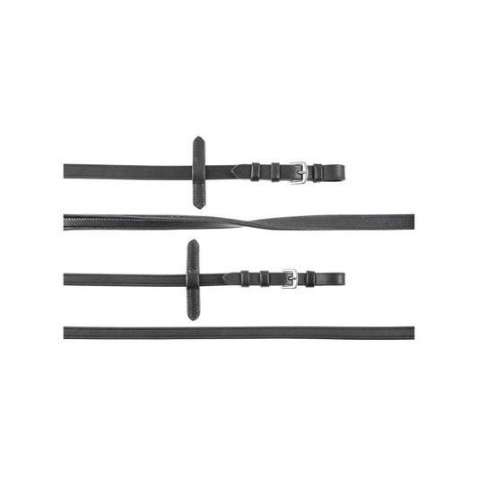 DOUBLES RÊNES DE DRESSAGE EN CUIR LISSE