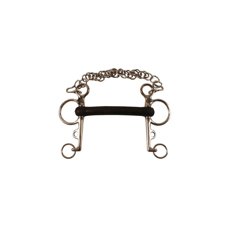 MORS PELHAM INOX ENTIER CAOUTCHOUC RIGIDE