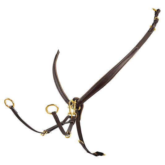 PECTORAL AVEC FOURCHE EN CUIR TONNÉ ET BOUCLES EN ACIER