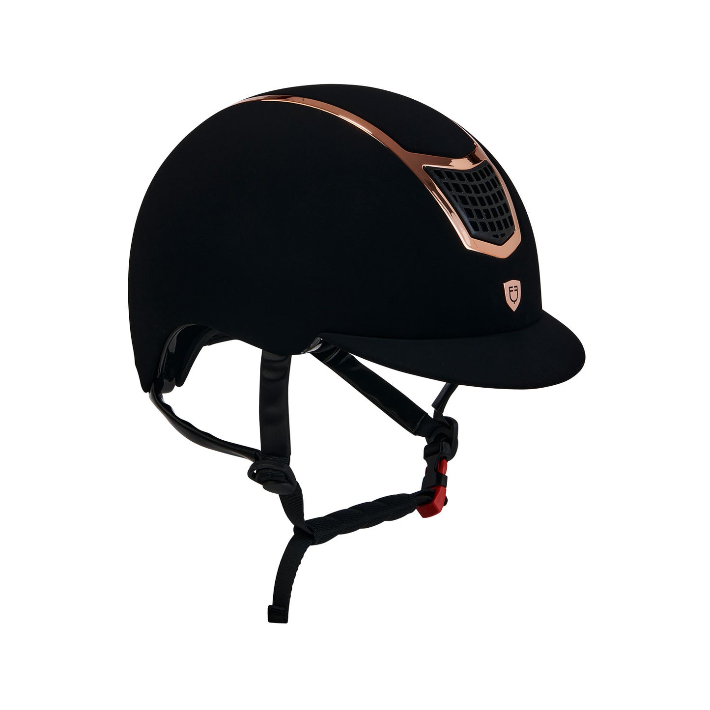 CASQUE EQUESTRO EN VELOURS AVEC FRAME COLORÉ NOIR/OR ROSE