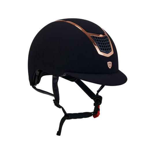 CASQUE EQUESTRO EN VELOURS AVEC FRAME COLORÉ BLEU/OR ROSE