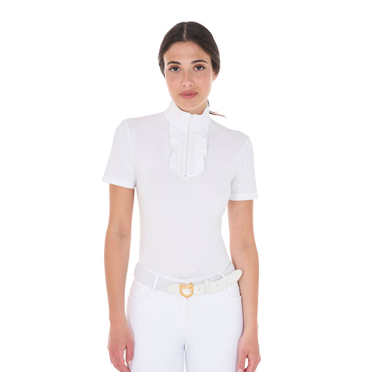 POLO DE COMPÉTITION SLIM FIT POUR FEMMES AVEC VOLANTS ET STRASS