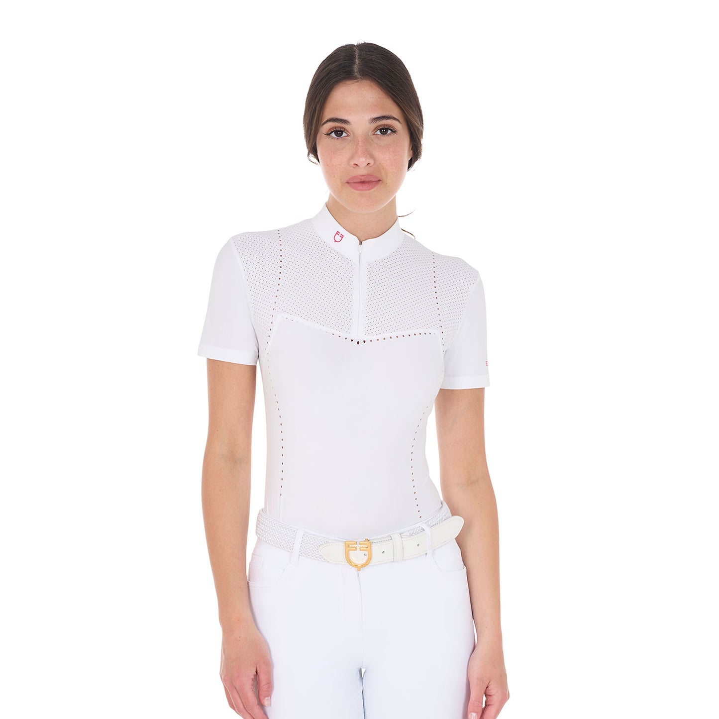POLO DE CONCOURS POUR FEMME SLIM FIT EN TISSU AJOURÉ ET ZIPPÉ