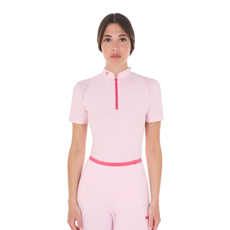 POLO D'ENTRAÎNEMENT SLIM FIT POUR FEMME AVEC INSERTS PERFORÉS ET DÉTAILS CONTRASTÉS