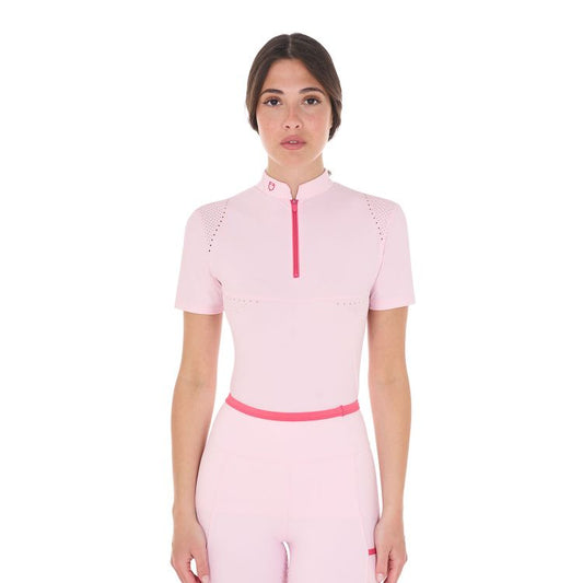 POLO D'ENTRAÎNEMENT SLIM FIT POUR FEMME AVEC INSERTS PERFORÉS ET DÉTAILS CONTRASTÉS